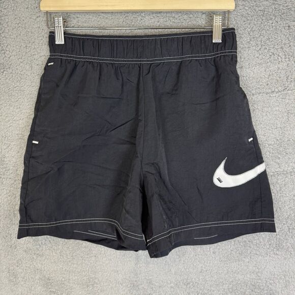 Nike Shorts Women's S‎ Black Swoosh Woven Easy Elastic Waist Nylon - Picture 1 of 7
